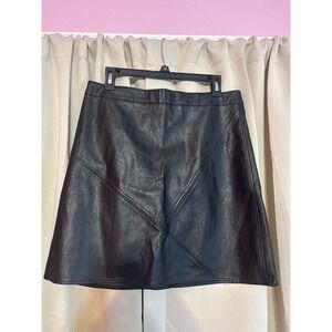 THML Black Faux Leather Mini Skirt A-Line Seam Detail TMS235 Women Large